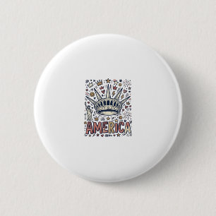 Vintage America Liberty Crown Patriotic Shirt Desi 6 Cm Round Badge