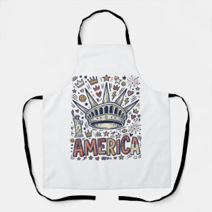 Vintage America Liberty Crown Patriotic Shirt Desi Apron
