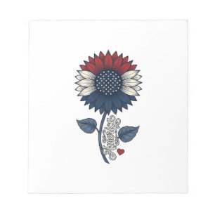 Vintage America Sunflower Patriotic Shirt Design ( Notepad
