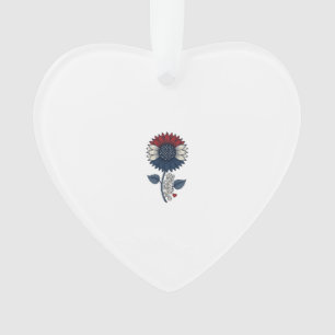 Vintage America Sunflower Patriotic Shirt Design ( Ornament