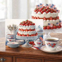 Vintage American 4th of July Coffee and Cake 