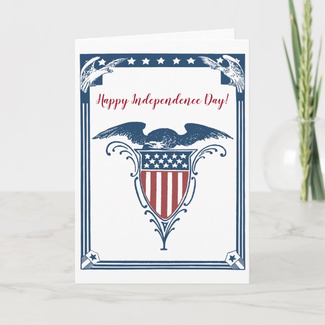 Vintage American Blue Stars Stripes Eagles Patriot Card (Front)