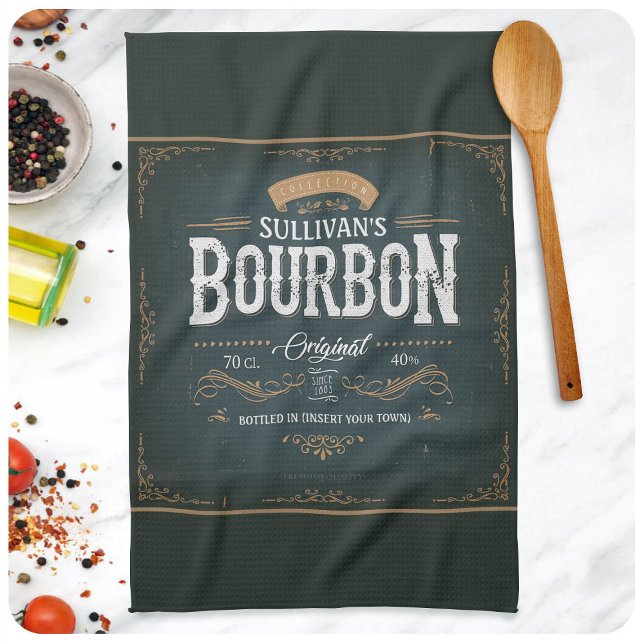 Vintage American Bourbon Personalized Whiskey Bar Tea Towel (Creator Uploaded)