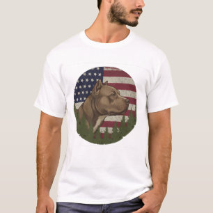 Vintage American Bully Pitbull Dog Patriotic US T-Shirt