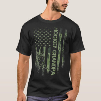 Vintage American Camo Flag Proud Hockey Grandpa Si T-Shirt