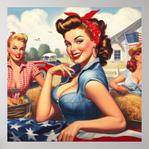Vintage American Country Girl Poster