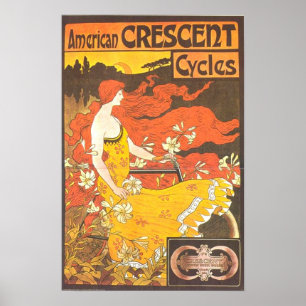 Vintage American Crescent Cycles Ad - GORGEOUS Poster