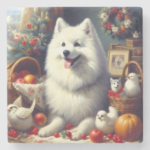 Vintage American Eskimo Painting Stone Coaster