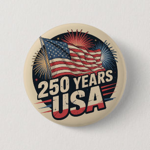 Vintage American Flag 250 Years USA Button