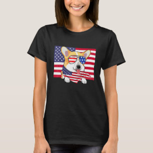 Vintage American Flag 4th Of July Corgi Dad Mum Do T-Shirt