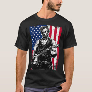 Vintage American Flag Abe Lincoln Playing T-Shirt