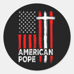Vintage American Flag American Catholics First Ame Classic Round Sticker