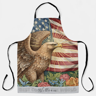 Vintage American Flag Apron, Eagle, Chefs Kitchen Apron
