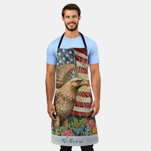 Vintage American Flag Apron, Eagle, Chefs Kitchen Apron