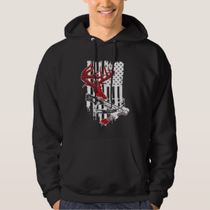 Vintage American Flag Archery Bow Hunting Crossbo Hoodie