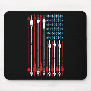 Vintage American Flag Archery Bow Hunting Mouse Pad