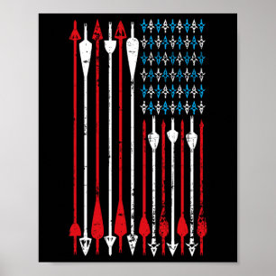 Vintage American Flag Archery Bow Hunting  Poster