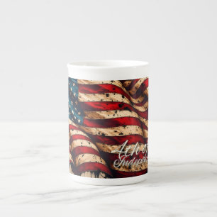 Vintage American Flag Art for 4th of July Bone China Mug