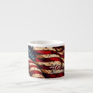 Vintage American Flag Art for 4th of July Espresso Cup