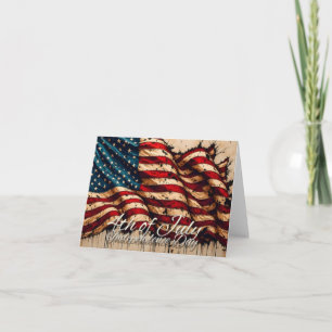 Vintage American Flag Art for 4th of July Thank You Card