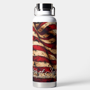 Vintage American Flag Art for 4th of July Water Bottle