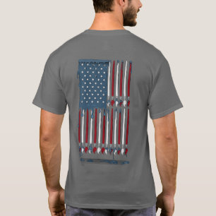Vintage American Flag Art with Paint Brush Drips T-Shirt