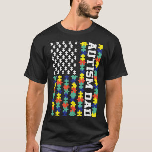 Vintage American Flag Autism Dad Autism Awareness T-Shirt