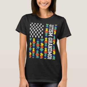 Vintage American Flag Autism Grandmom Autism Aware T-Shirt
