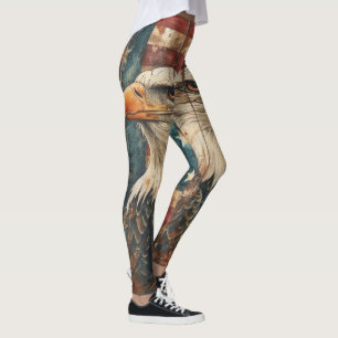 Vintage American Flag Bald Eagle Leggings - USA