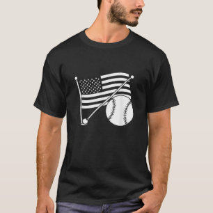 Vintage American Flag Baseball 4th July T-Shirt