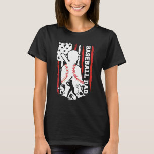 Vintage American Flag Baseball Dad 4th of July Fa T-Shirt
