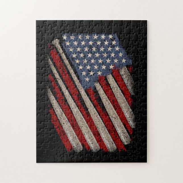 Vintage American Flag Baseball Jigsaw Puzzle (Vertical)