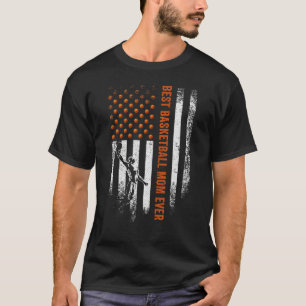 Vintage American Flag Best Basketball Mom Ever Sil T-Shirt