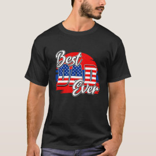 Vintage American Flag Best Dad Ever Happy Fathers  T-Shirt