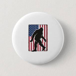 Vintage American Flag Bigfoot Silhouette Vector De 6 Cm Round Badge