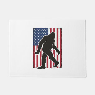Vintage American Flag Bigfoot Silhouette Vector De Doormat