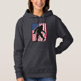 Vintage American Flag Bigfoot Silhouette Vector De Hoodie
