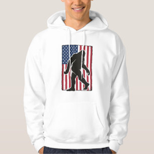 Vintage American Flag Bigfoot Silhouette Vector De Hoodie