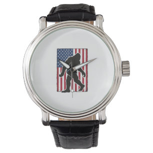 Vintage American Flag Bigfoot Silhouette Vector De Watch