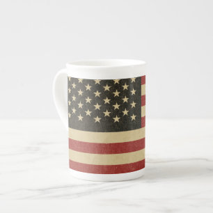 Vintage American Flag Bone China Mug