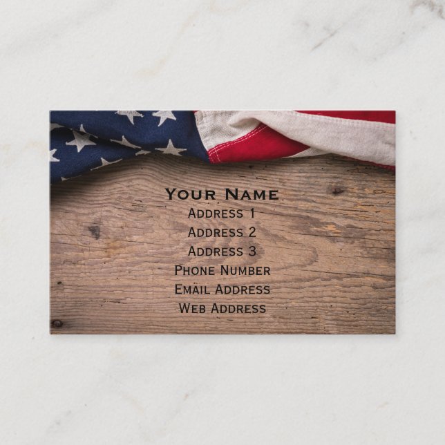 Vintage American Flag Border Business Card (Front)