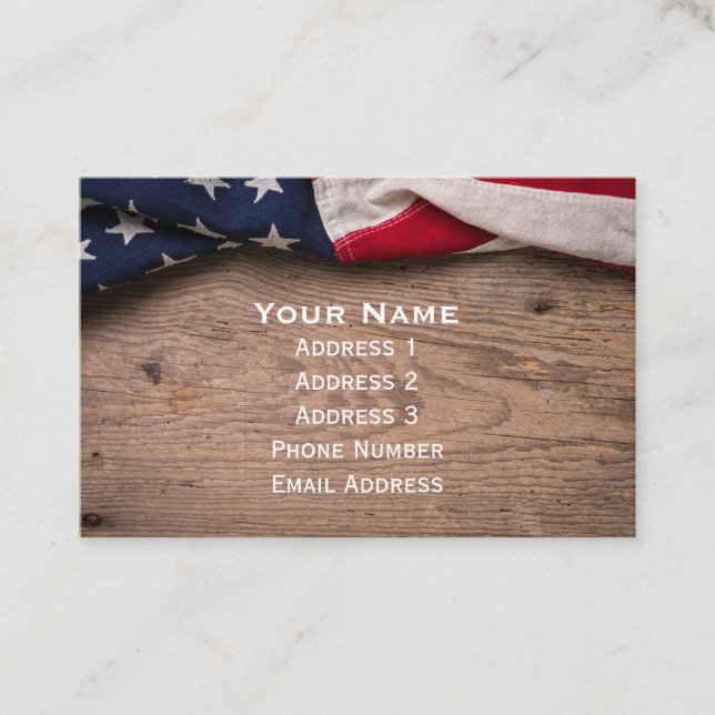 Vintage American Flag Border Business Card (Front)