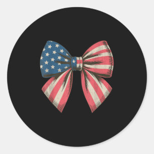 Vintage American Flag Bow 4th Of July Patriotic Gi Classic Round Sticker