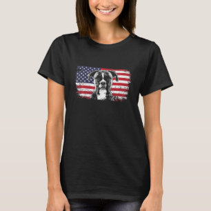 Vintage American Flag Boxer Dog Lover Gift Dad Mum T-Shirt