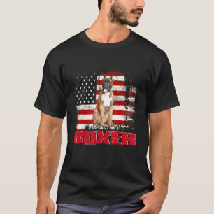 Vintage American Flag Boxer Dog T-Shirt