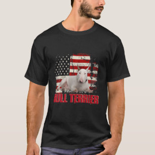 Vintage American Flag Bull Terrier Dog Lover T-Shirt