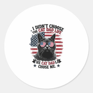 Vintage American Flag Cat Dad Father's Day Kitten  Classic Round Sticker