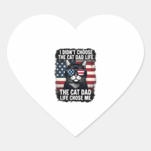 Vintage American Flag Cat Dad Father's Day Kitten  Heart Sticker