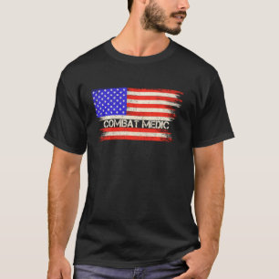 Vintage American Flag Combat Medic Patriotic Funny T-Shirt