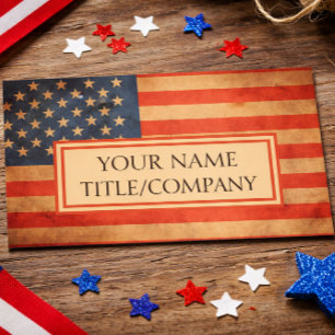 Vintage American Flag Company Name  Business Card